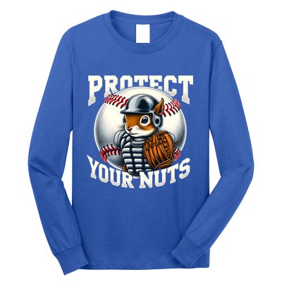 Funny Squirrel Catcher Protect Your Nuts Baseball Lover Gift Long Sleeve Shirt
