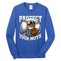 Funny Squirrel Catcher Protect Your Nuts Baseball Lover Gift Tall Long Sleeve T-Shirt