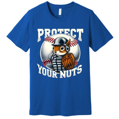 Funny Squirrel Catcher Protect Your Nuts Baseball Lover Gift Premium T-Shirt