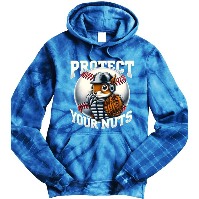 Funny Squirrel Catcher Protect Your Nuts Baseball Lover Gift Tie Dye Hoodie