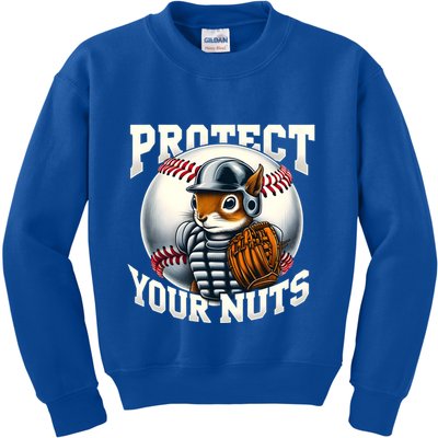 Funny Squirrel Catcher Protect Your Nuts Baseball Lover Gift Kids Sweatshirt