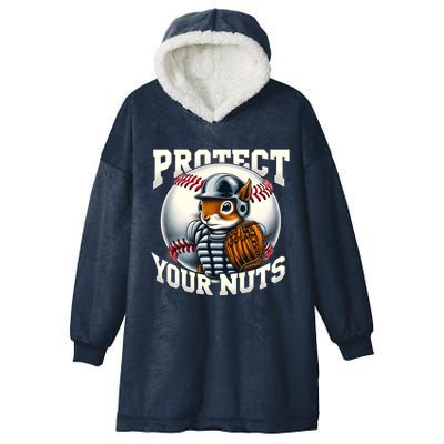 Funny Squirrel Catcher Protect Your Nuts Baseball Lover Gift Hooded Wearable Blanket