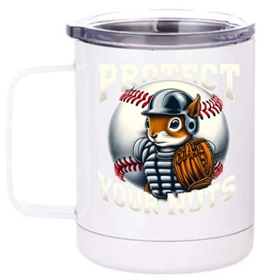 Funny Squirrel Catcher Protect Your Nuts Baseball Lover Gift 12 oz Stainless Steel Tumbler Cup