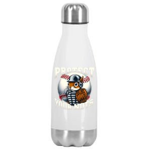 Funny Squirrel Catcher Protect Your Nuts Baseball Lover Gift Stainless Steel Insulated Water Bottle