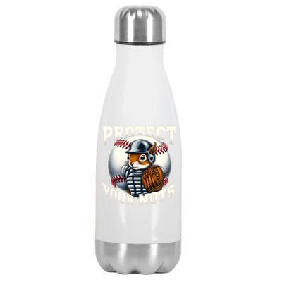 Funny Squirrel Catcher Protect Your Nuts Baseball Lover Gift Stainless Steel Insulated Water Bottle