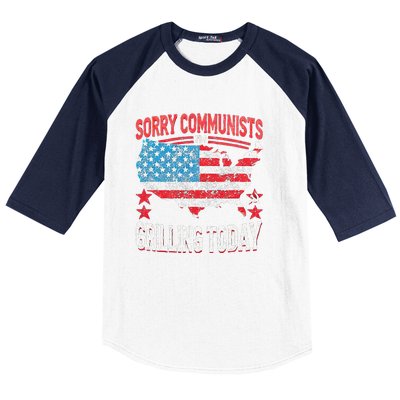 Funny Sorry Communists IM Grilling Today Baseball Sleeve Shirt