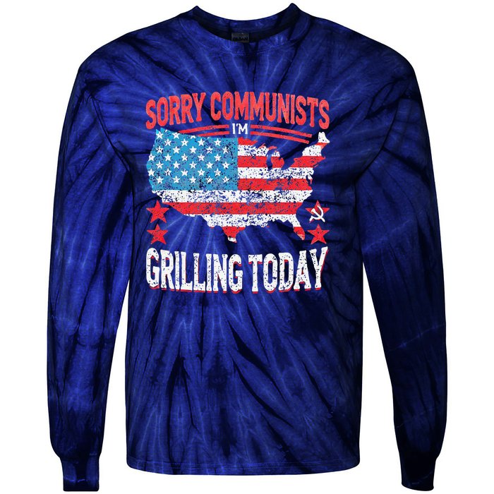 Funny Sorry Communists IM Grilling Today Tie-Dye Long Sleeve Shirt