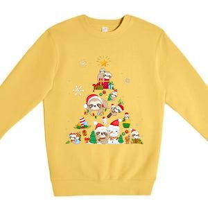 Funny Sloth Christmas Tree Merry Slothmas Premium Crewneck Sweatshirt