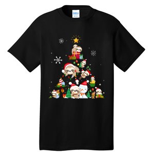 Funny Sloth Christmas Tree Merry Slothmas Tall T-Shirt