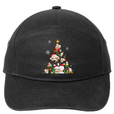 Funny Sloth Christmas Tree Merry Slothmas 7-Panel Snapback Hat