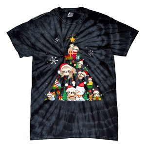 Funny Sloth Christmas Tree Merry Slothmas Tie-Dye T-Shirt