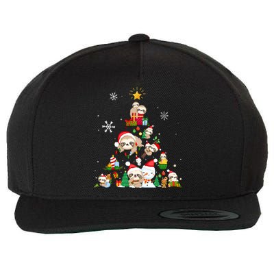 Funny Sloth Christmas Tree Merry Slothmas Wool Snapback Cap