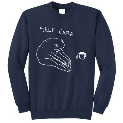 Funny Self Care Frog Drinking Tea Yoga Positive Frog Lover Sweatshirt