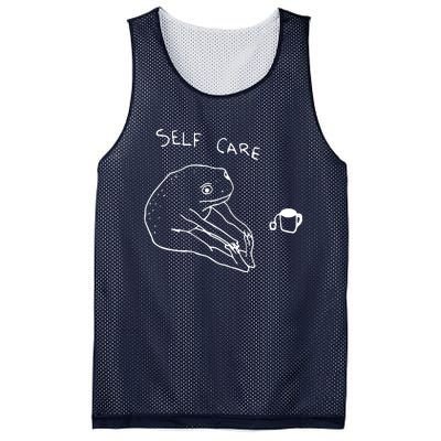 Funny Self Care Frog Drinking Tea Yoga Positive Frog Lover Mesh Reversible Basketball Jersey Tank