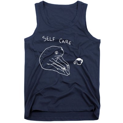 Funny Self Care Frog Drinking Tea Yoga Positive Frog Lover Tank Top