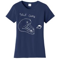 Funny Self Care Frog Drinking Tea Yoga Positive Frog Lover Women's T-Shirt