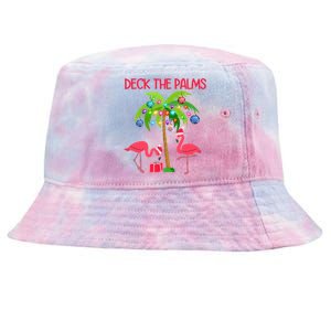 Flamingo Santa Christmas Deck The Palms Beach Christmas Meaningful Gift Tie-Dyed Bucket Hat