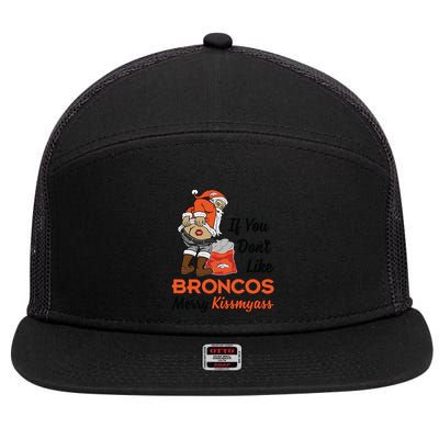 Funny Santa Claus Merry Kiss My Ass If You Dont Like Broncos Merry Christmas 7 Panel Mesh Trucker Snapback Hat