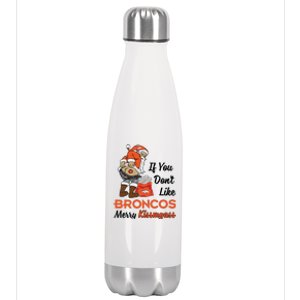 Funny Santa Claus Merry Kiss My Ass If You Dont Like Broncos Merry Christmas Stainless Steel Insulated Water Bottle