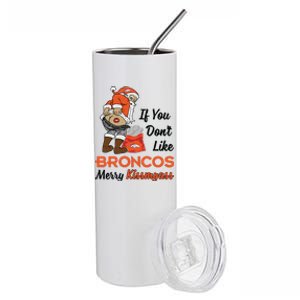 Funny Santa Claus Merry Kiss My Ass If You Dont Like Broncos Merry Christmas Stainless Steel Tumbler