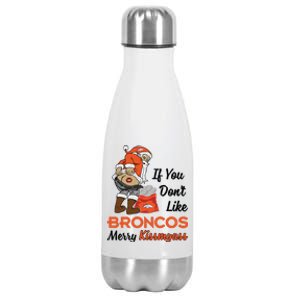 Funny Santa Claus Merry Kiss My Ass If You Dont Like Broncos Merry Christmas Stainless Steel Insulated Water Bottle