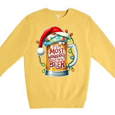 Funny Santa Claus Ing Beer Wonderful Time Christmas Gift Premium Crewneck Sweatshirt