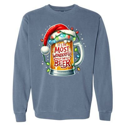 Funny Santa Claus Ing Beer Wonderful Time Christmas Gift Garment-Dyed Sweatshirt