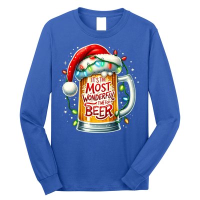 Funny Santa Claus Ing Beer Wonderful Time Christmas Gift Long Sleeve Shirt