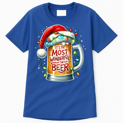 Funny Santa Claus Ing Beer Wonderful Time Christmas Gift Tall T-Shirt