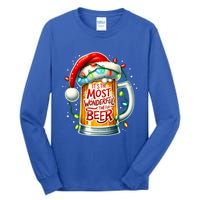 Funny Santa Claus Ing Beer Wonderful Time Christmas Gift Tall Long Sleeve T-Shirt