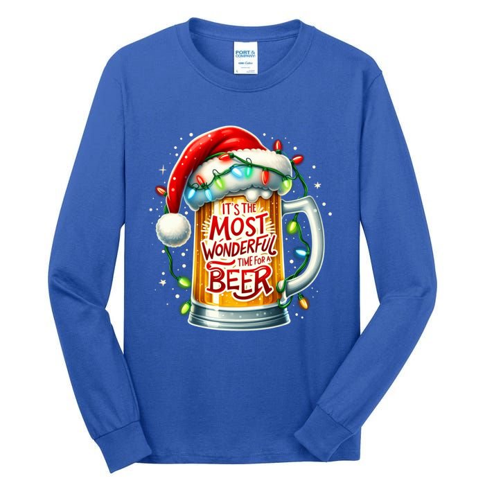 Funny Santa Claus Ing Beer Wonderful Time Christmas Gift Tall Long Sleeve T-Shirt