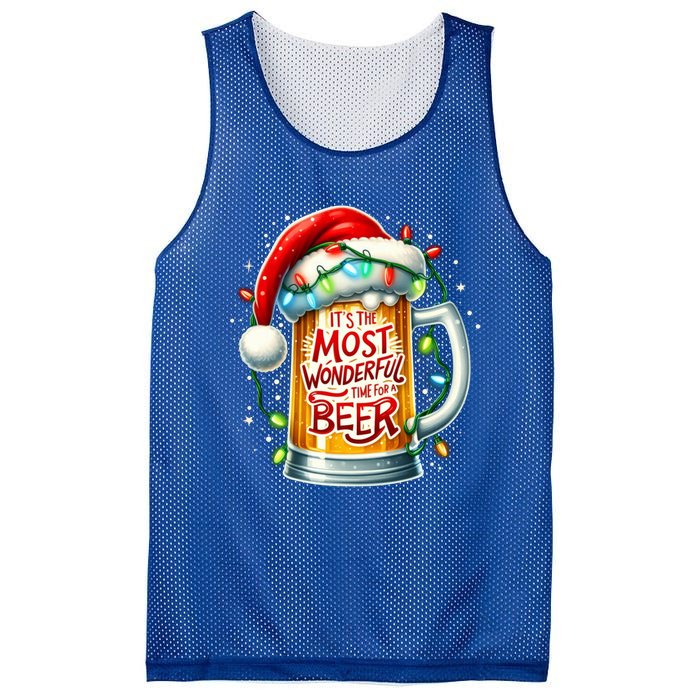 Funny Santa Claus Ing Beer Wonderful Time Christmas Gift Mesh Reversible Basketball Jersey Tank