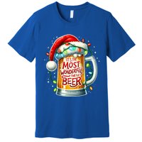 Funny Santa Claus Ing Beer Wonderful Time Christmas Gift Premium T-Shirt