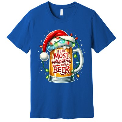 Funny Santa Claus Ing Beer Wonderful Time Christmas Gift Premium T-Shirt