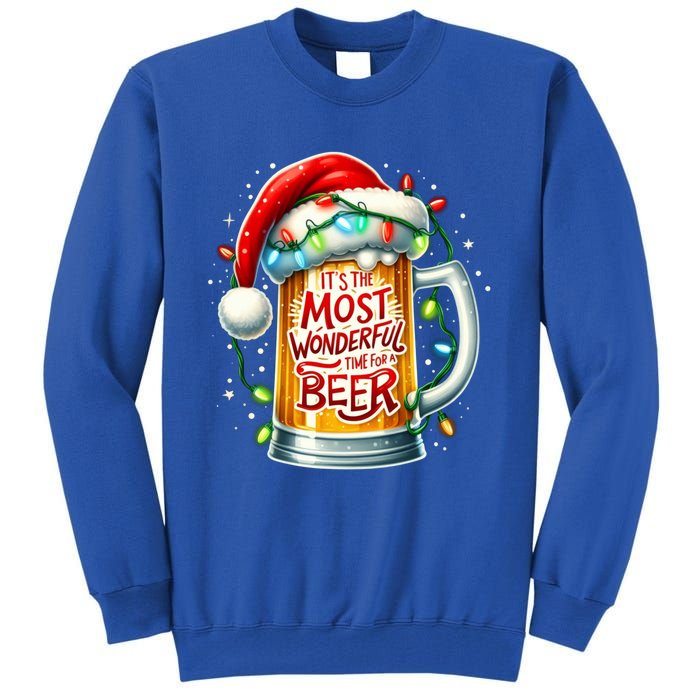 Funny Santa Claus Ing Beer Wonderful Time Christmas Gift Tall Sweatshirt