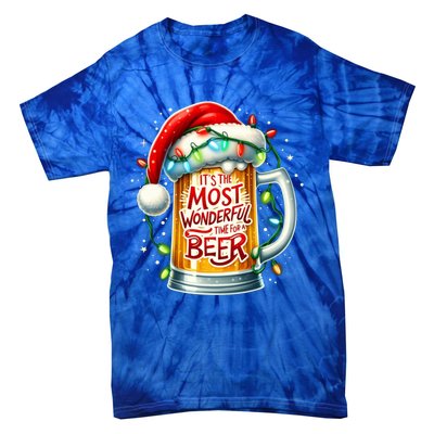 Funny Santa Claus Ing Beer Wonderful Time Christmas Gift Tie-Dye T-Shirt