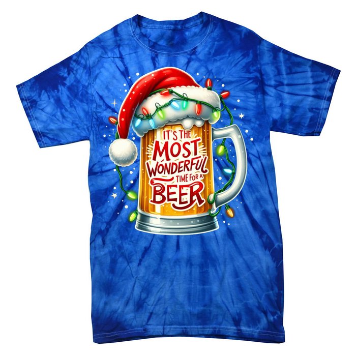 Funny Santa Claus Ing Beer Wonderful Time Christmas Gift Tie-Dye T-Shirt