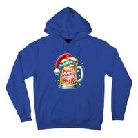 Funny Santa Claus Ing Beer Wonderful Time Christmas Gift Tall Hoodie