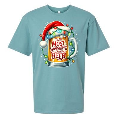 Funny Santa Claus Ing Beer Wonderful Time Christmas Gift Sueded Cloud Jersey T-Shirt