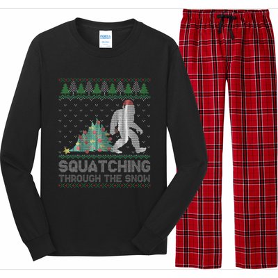 Funny Sasquatch Christmas Squatching Bigfoot Xmas Funny Long Sleeve Pajama Set