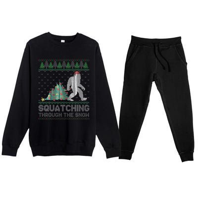 Funny Sasquatch Christmas Squatching Bigfoot Xmas Funny Premium Crewneck Sweatsuit Set