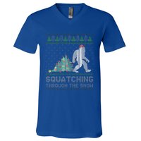 Funny Sasquatch Christmas Squatching Bigfoot Xmas Funny V-Neck T-Shirt