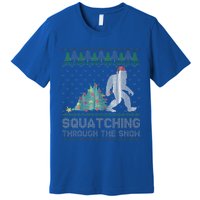 Funny Sasquatch Christmas Squatching Bigfoot Xmas Funny Premium T-Shirt