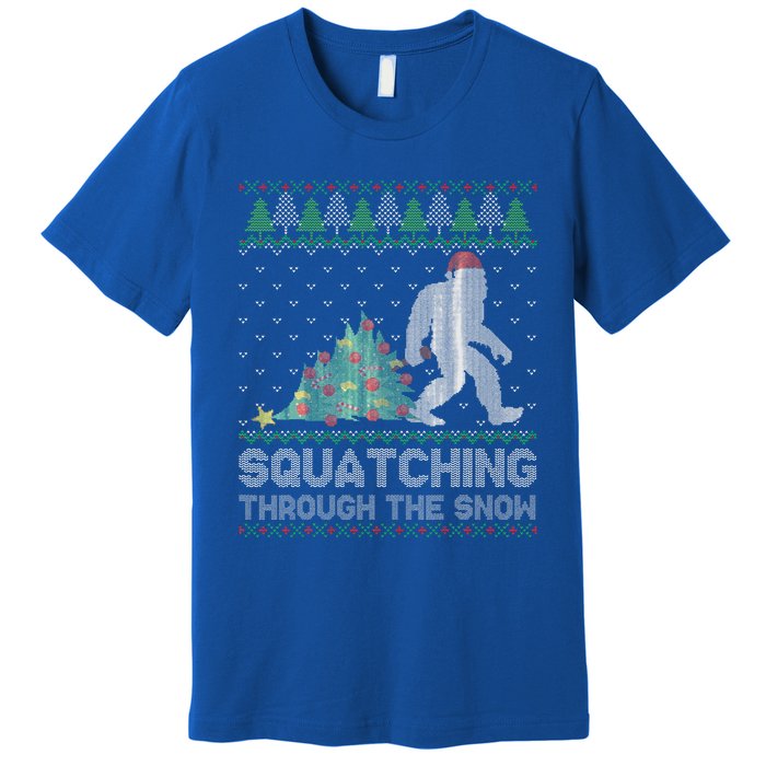 Funny Sasquatch Christmas Squatching Bigfoot Xmas Funny Premium T-Shirt