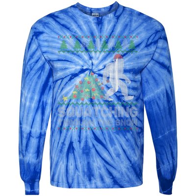 Funny Sasquatch Christmas Squatching Bigfoot Xmas Funny Tie-Dye Long Sleeve Shirt