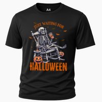 Funny Skeleton Christmas Design Just Waiting For Halloween Cooling Performance Crew T-Shirt