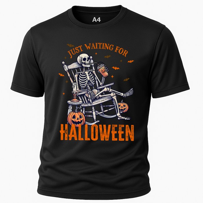 Funny Skeleton Christmas Design Just Waiting For Halloween Cooling Performance Crew T-Shirt
