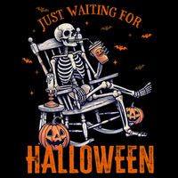 Funny Skeleton Christmas Design Just Waiting For Halloween Cooling Performance Crew T-Shirt