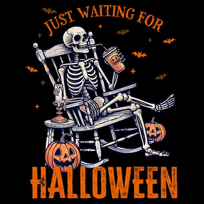 Funny Skeleton Christmas Design Just Waiting For Halloween Cooling Performance Crew T-Shirt