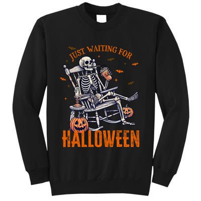 Funny Skeleton Christmas Design Just Waiting For Halloween Sweatshirt